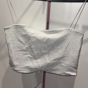 Meshki glitter crop top in silver